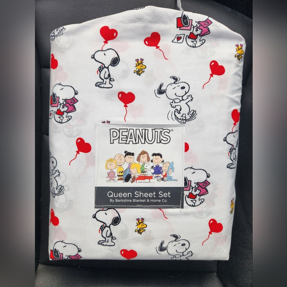 Peanuts snoopy heart balloon valentine sheet set QUEEN